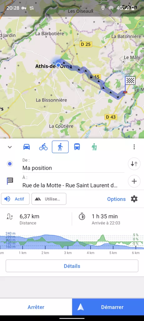 Capture d'écran "Itinéraire GPS OsmAnd"