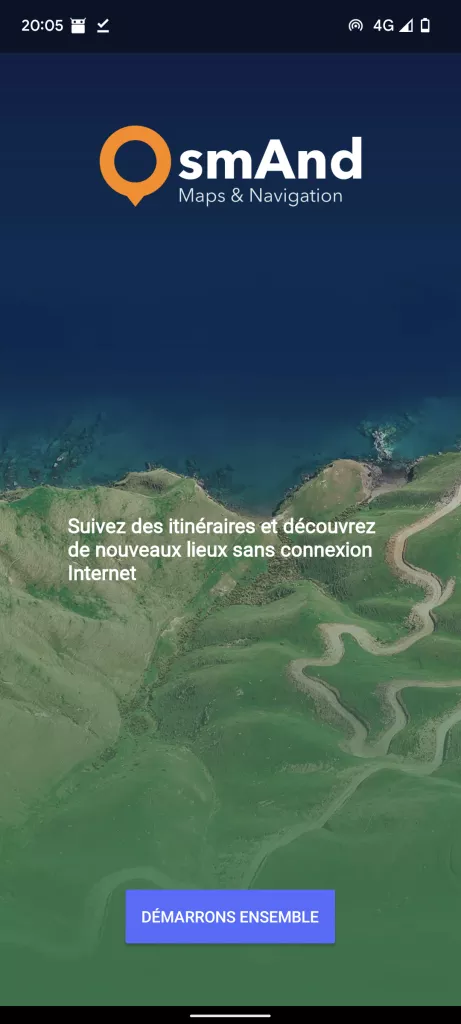 Démarrage de l'application OsmAnd